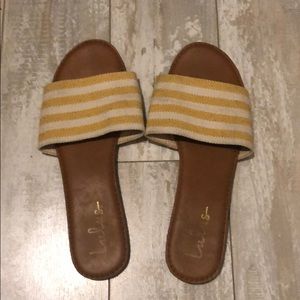 Lulus yellow & white stripe sandals